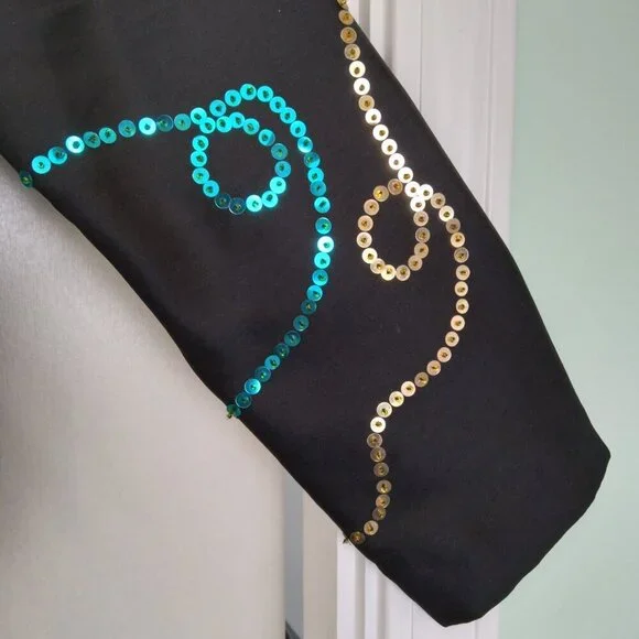 Y2K Vintage Black 100% Silk Jacket w Floral Textured Art Simply Stunning! Sz10 - Picture 8 of 14